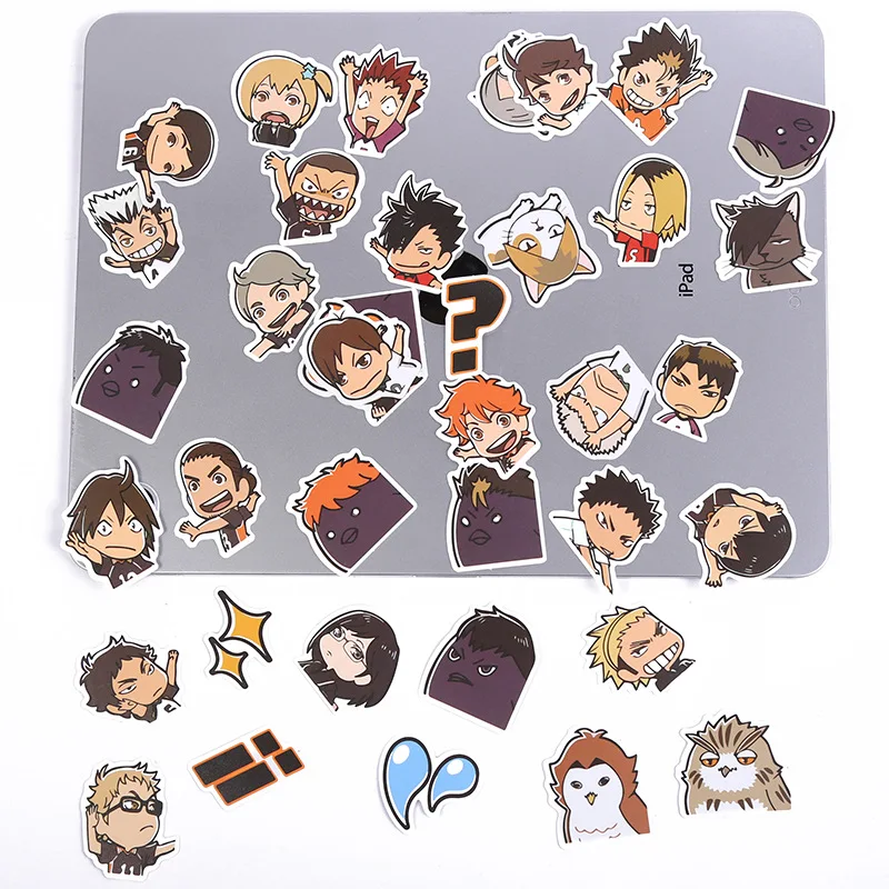 40PCS Cute Anime Haikyuu Stickers for Laptop Phone Guitar Diary Car Notebook Scrapbook Cartoon Sticker Kid Toy Decoration