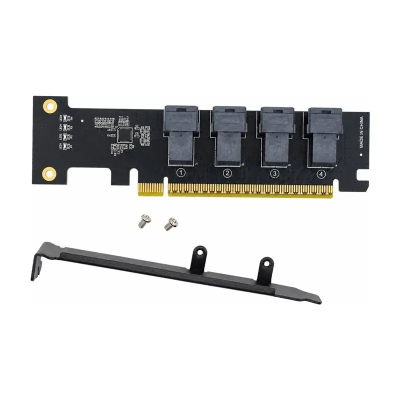 Pcie4.0 X16 To 4-Port U. 2 NVME SFF-8643 Expansion Card For PCIE X4 X8 X16 Slot Motherboards With PCIE Split Function