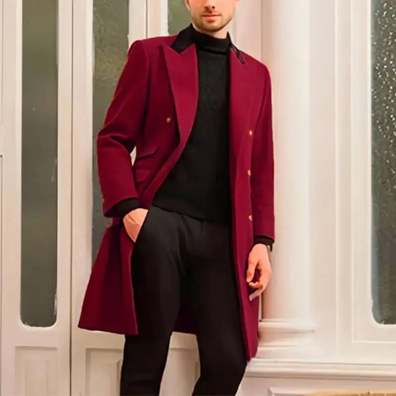 

Winter Jackets Warm With Lining Men's Coat X-Long Double Breasted Trench Multi-Pockets Male Clothing Eu Size M-XXL