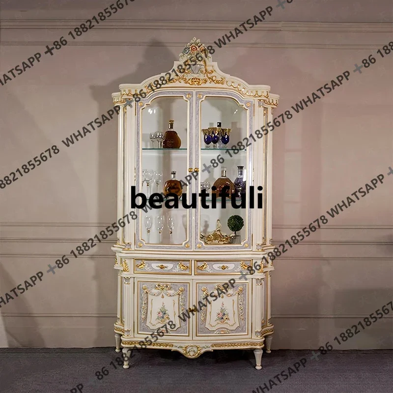 

Роскошный настенный шкаф для хранения вина из цельного дерева в гостиной, процесс покраски