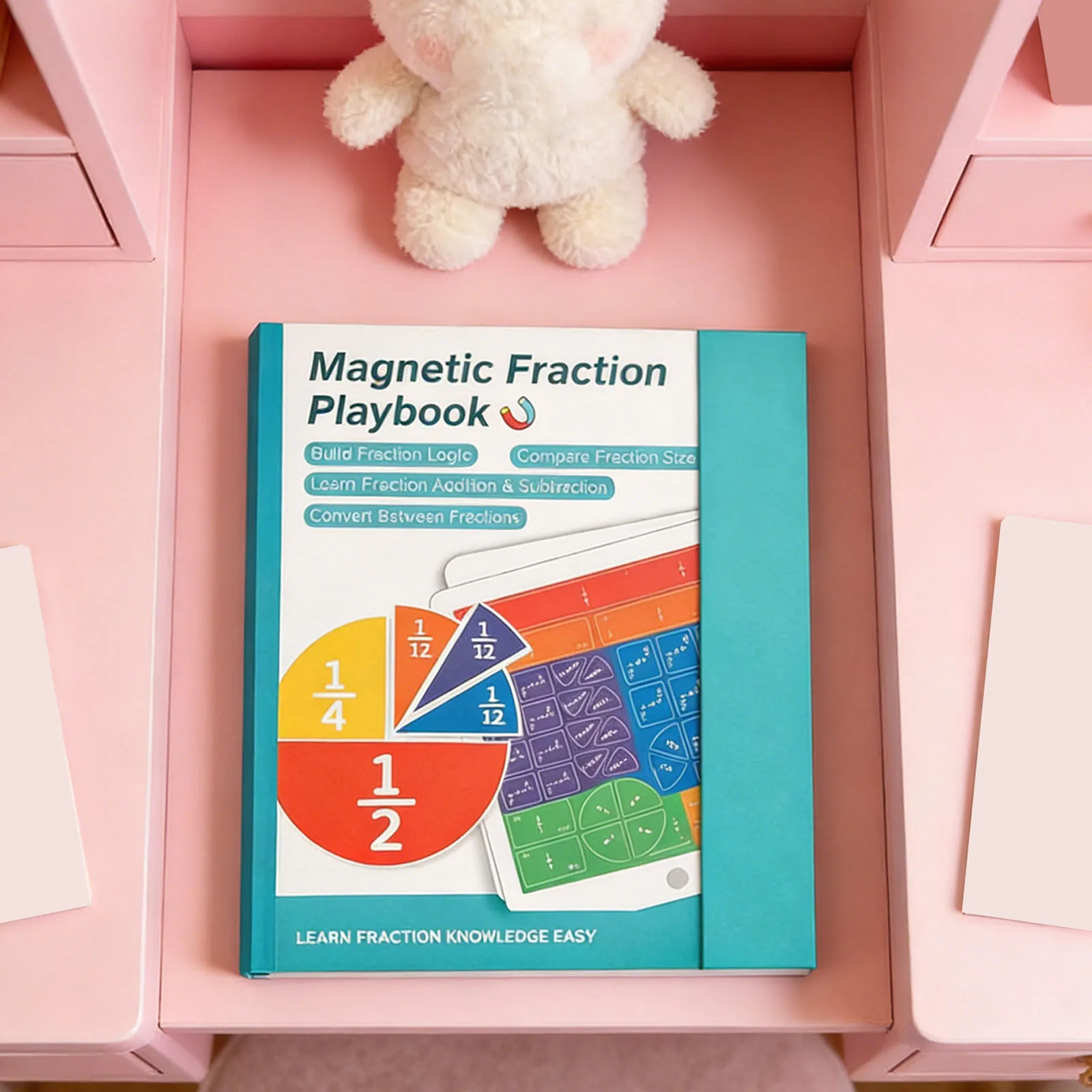 Hands-On Fractions Board Reusable Fraction Book Learning Tools Math Learning Puzzle Block Set for Elementary