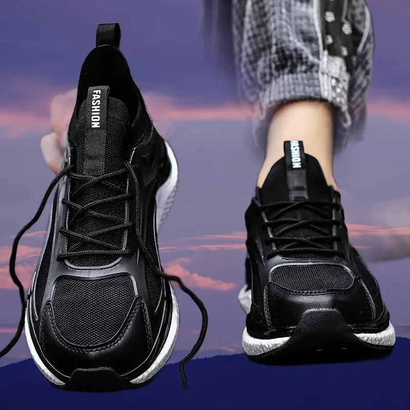 أحذية ركض رجالية ذات وسادة هوائية أحذية رياضية شبكية قابلة للتنفس لممارسة الرياضة والمشي كاجوال ونعل ناعم للراحة