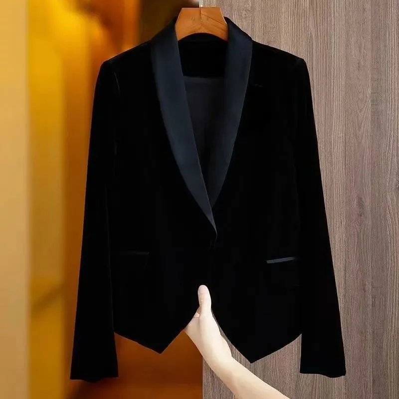 Spring Autumn2026New Fashion Temperament Long Sleeve Short Suit Female Coat Casual Outerwear Lady Tops Black Women Blazer Jacket