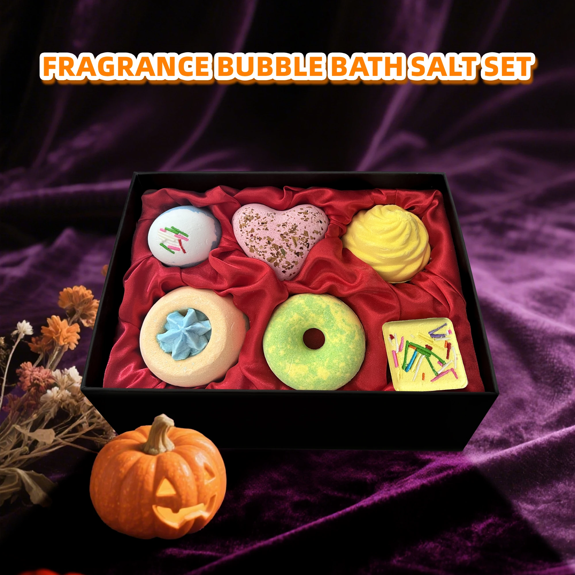 Prezenty na Halloween Séfralls Zestaw bomb do kąpieli Naturalne Organiczne Kule do kąpieli z solą nawilżające i złuszczające skórę Zapachowe