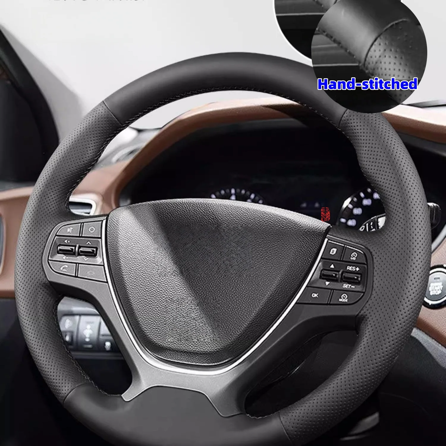 

Braid Car Steering Wheel Cover Wrap Hand Sewing Soft Microfiber Leather For Hyundai i10 2013 2014-2020 i20 2015 2016 2017 2018