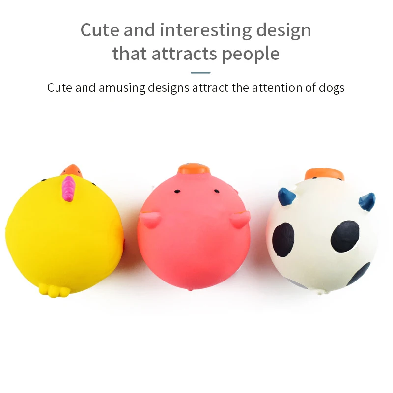 Pet Dog Vocal Toy  Durable Dog Chew Toys Pigs Cows Chickens Tough Squeaky Dog Grinding Teeth Toys Pet Latex To Clean Teeth Toys