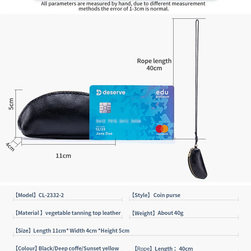 Nuevos monederos de cuero genuino, cartera con cordón, monedero para mujer, cremallera, bolsa de lápiz labial de cuero de vaca para mujer, cartera pequeña
