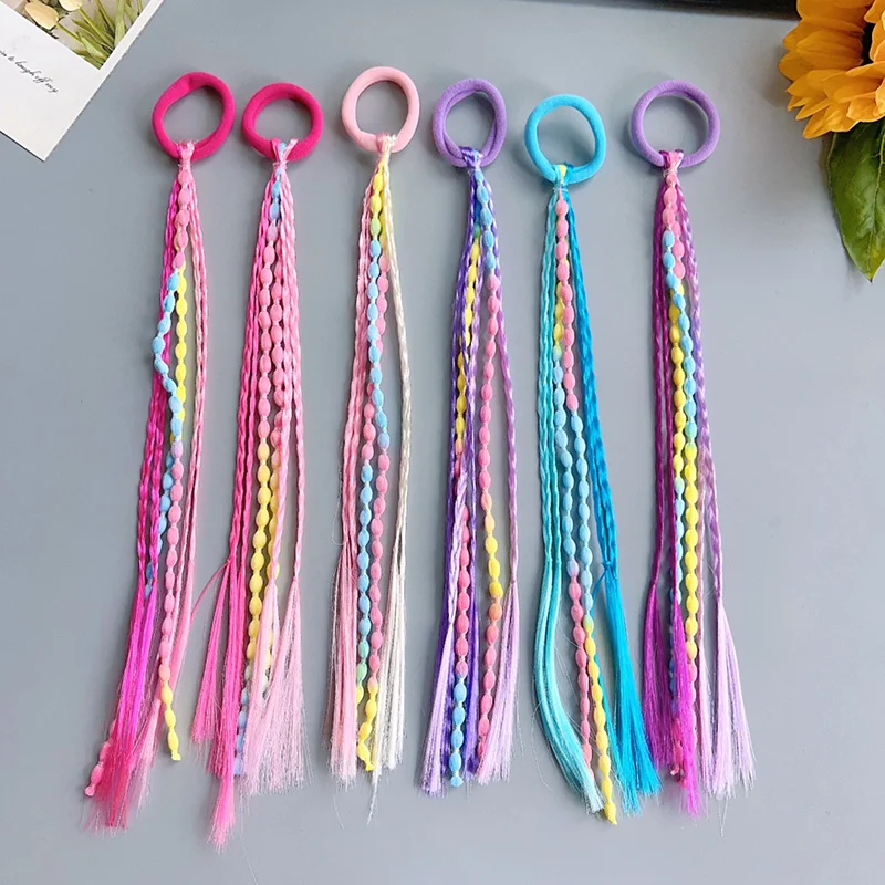 1 PCS Lovely Girls Braided Wig Ponytail Headband Rubber Hair Bands Kids Hair Accessories Hair Ornament