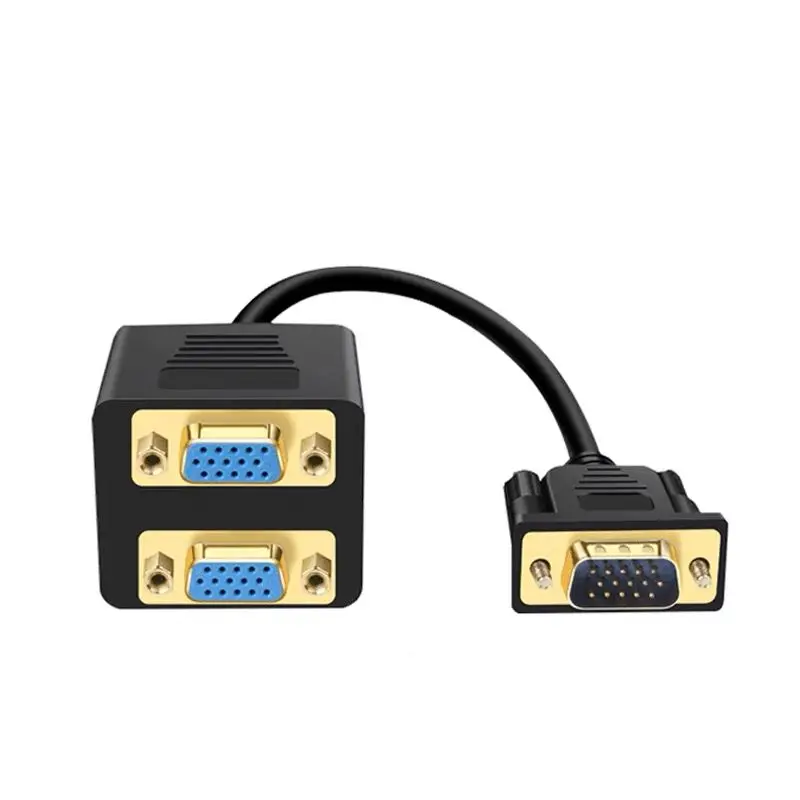 VGA One Split Two Wire VGA 15Pin Male To 2 * VGA 15Pin Female Twin Gilded Plug Connection Cable