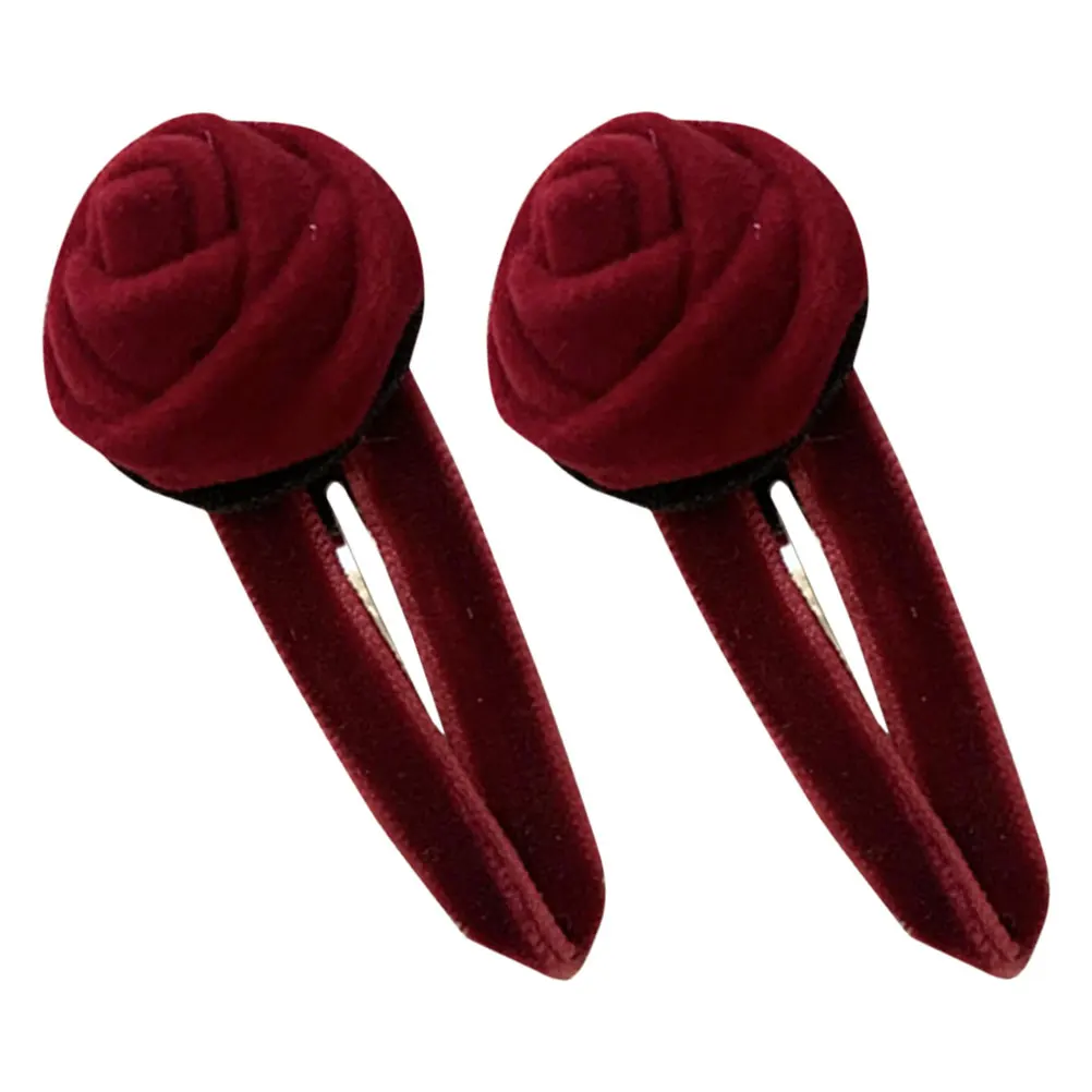 

1 Pair Vintage Burgundy Flower Hair Clip Side Barrette For Women Retro Headdress Decorative Hairpin Female Accessories
