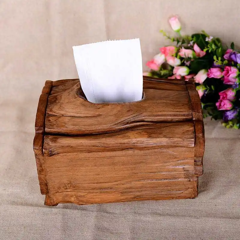 CJL tissue box crafts Southeast Asian teak wood decoration creative home European style retro solid wood drawer box one piece