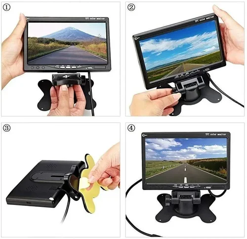 Imagen 2 del producto Monitor de coche inalámbrico de 7 "", 12V-24V, visión trasera de respaldo, embalaje, cámara impermeable para camiones, autobús, RV, remolque, excavadora, WiFi 2,4G