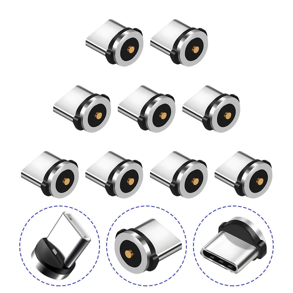 

9 Pcs Magnetic Charging Cable USB Adapter Connector Head Rotating Phone Plug Charge Aluminum Tip Accessories