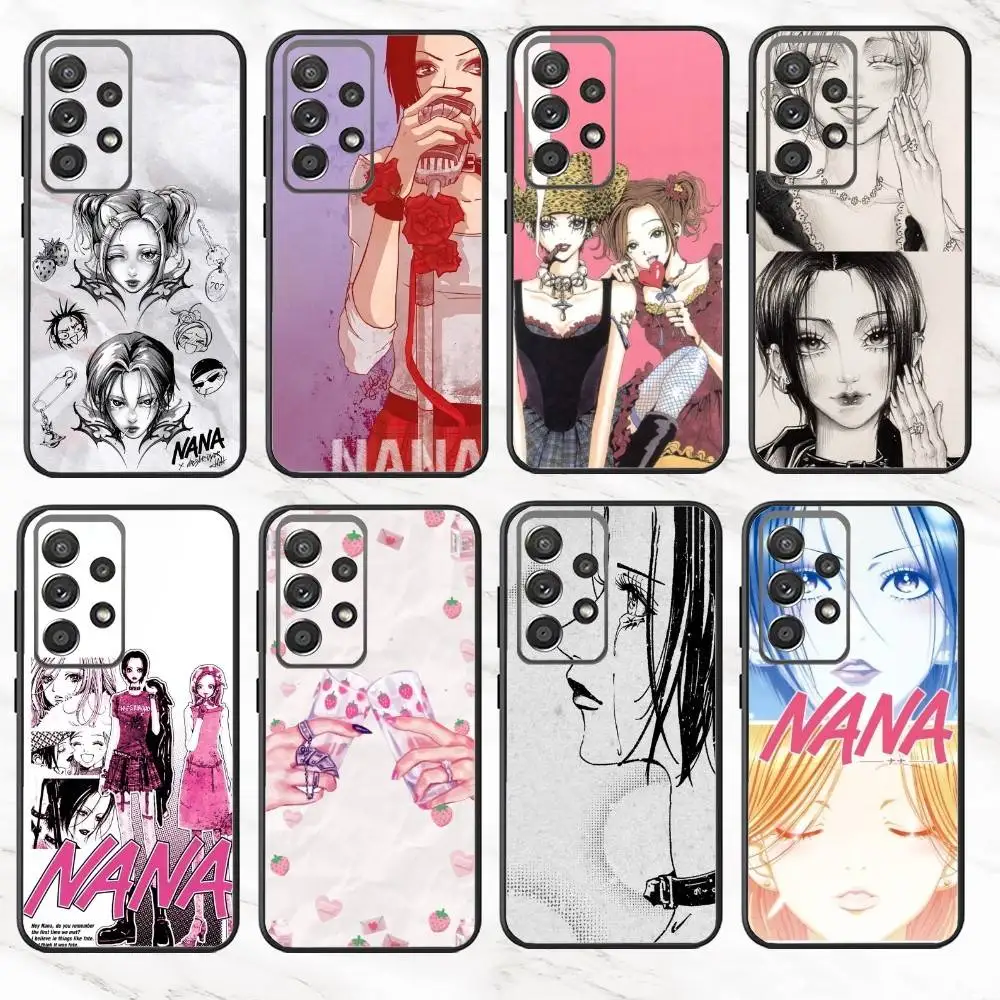 حافظة هاتف J-Japanese Classic Anime NANA لهاتف سامسونج S25، S24، S21، S22، S23، S30، Ultra، S20، Plus، Fe، Note، 10,9,5G غطاء أسود