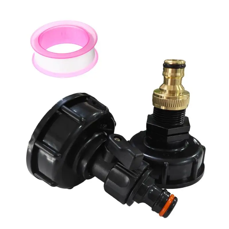 1 2 3 4 Inch IBC Tank Valve Adapter Set Water Hose Connector 60mm Coarse Thread for Chemical  Dispenser Use