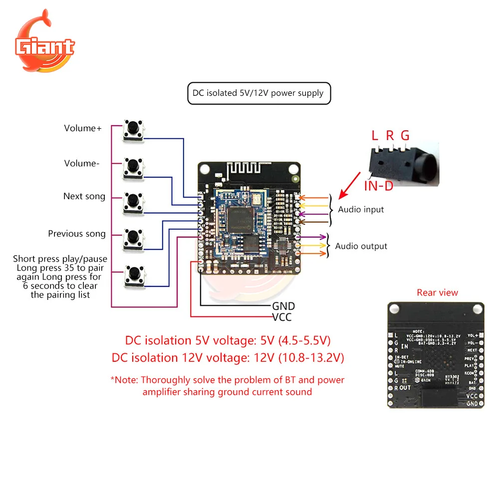 QCC3031/QCC3034 APP Name Change Password EQ Power Amplifier Board Bluetooth 5.1 Receiver Module Supports APTX APTXHD With AUX