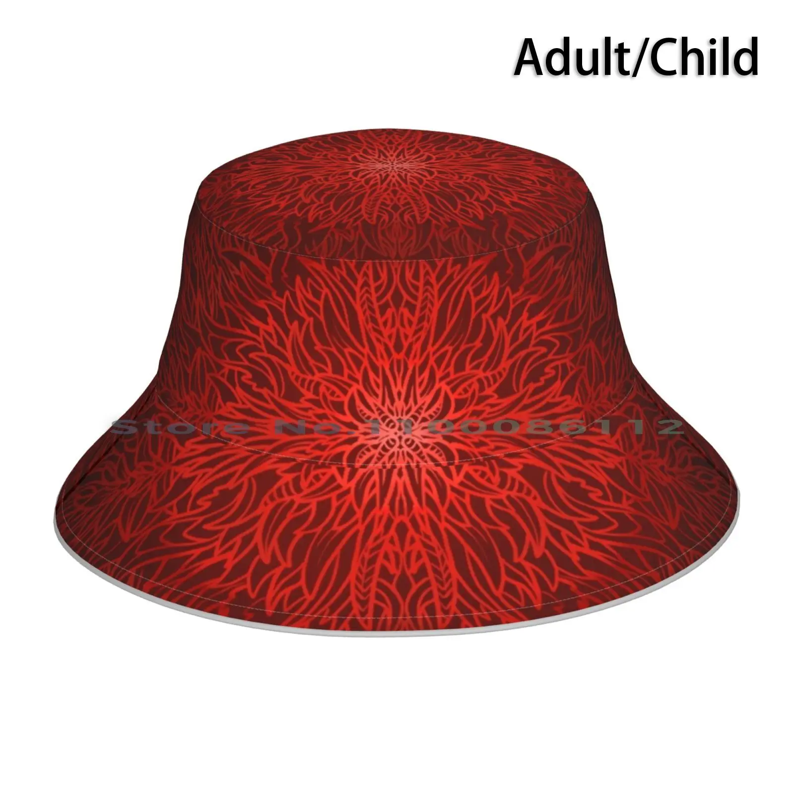 Spikey Red Design Bucket Hat Sun Cap Teeth Fang Abstract Horns Spikey Foldable Outdoor Fisherman Hat