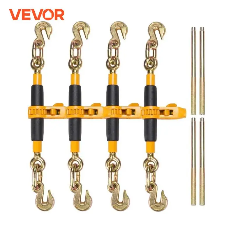 VEVOR Heavy Duty Ratchet Chain Binder Tie Down Hauling Load Strap with Detachable Hook Antiskid Handle for Flatbed Truck Trailer