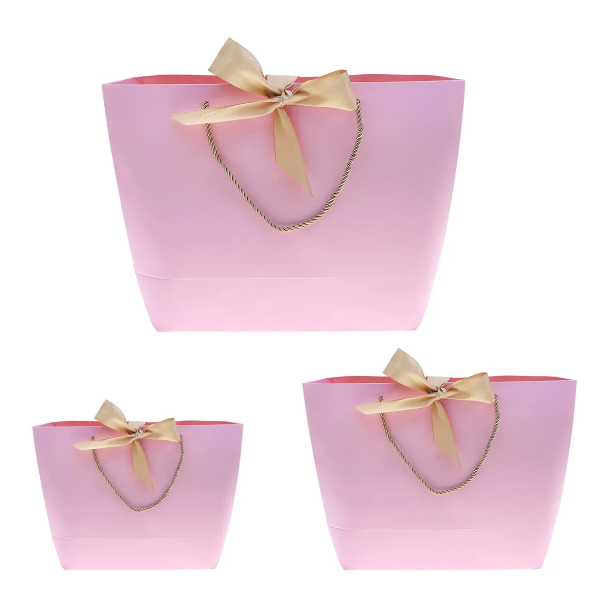 

3Pcs Elegant Gift Packaging Paper Bags Portable Shopping Totes with Ribbon Closure Stylish Storage Bag for Chocolates Candies