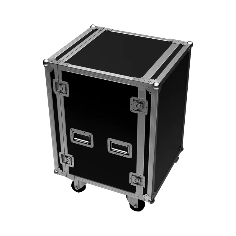 Popular Dj Mixer Aluminium Black 12U Flight Case with Wheels