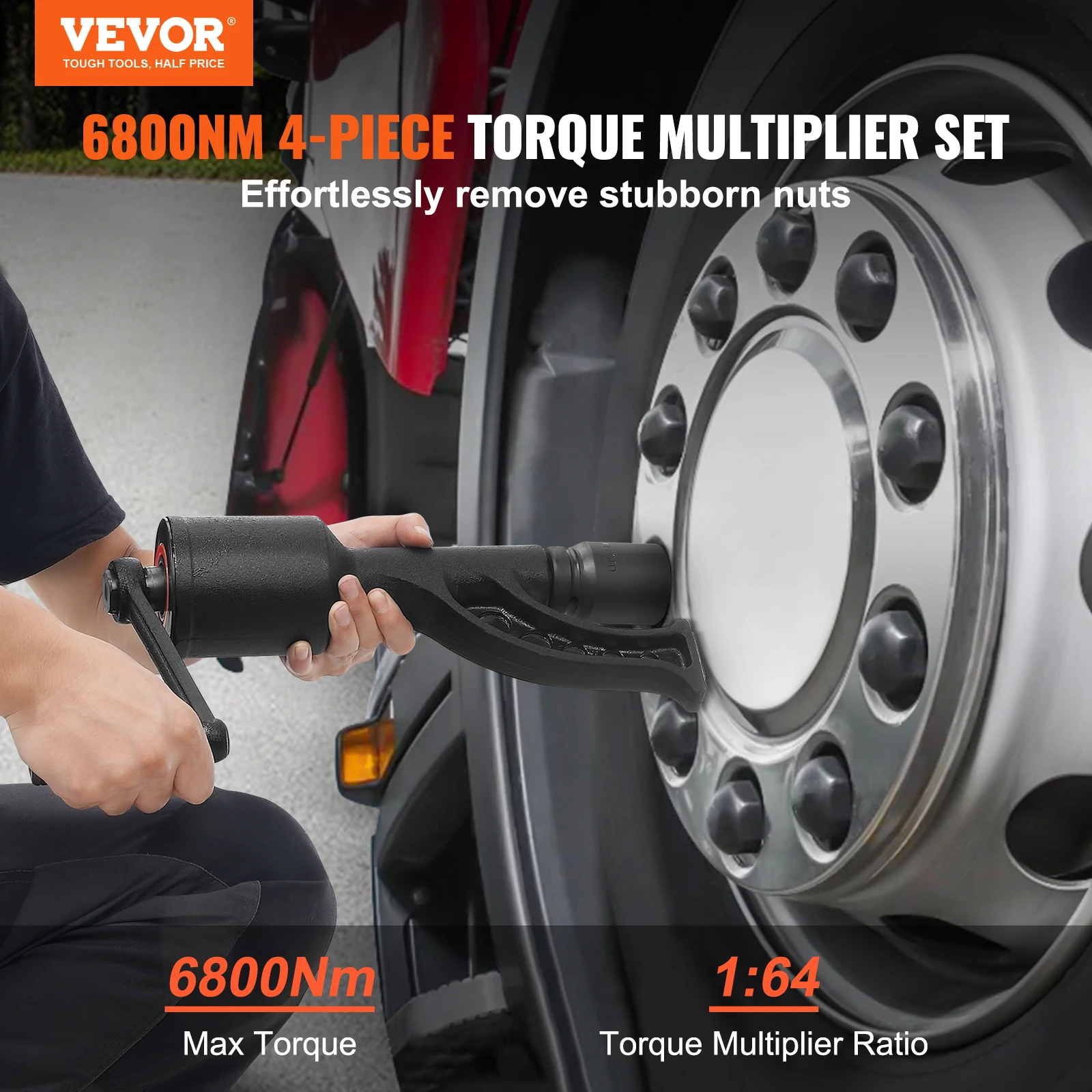 VEVOR 1/58 1/64 Torque Wrench Set 4/8 Socets Multiplier Drive Lug Nut Wrench/Multiplier Heavy Duty Torque Multiplier with Case