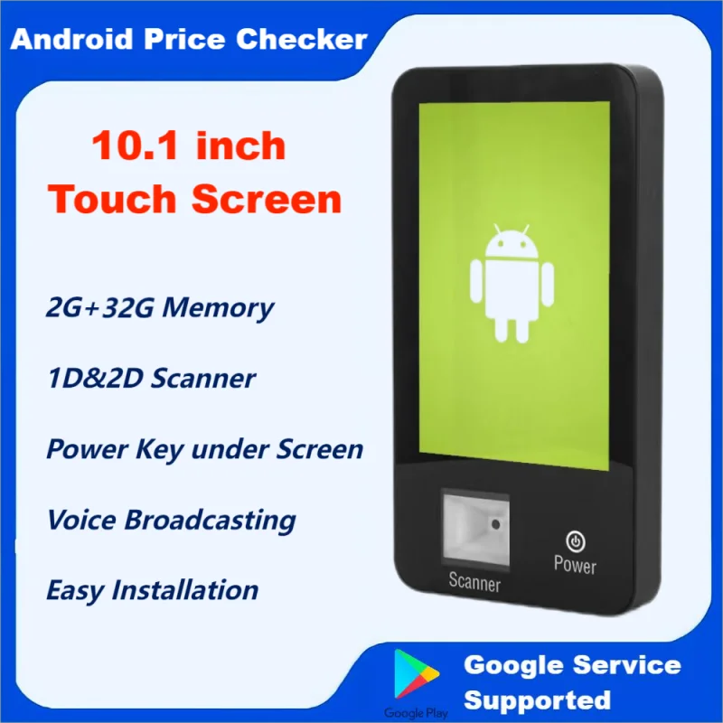 10.1 Inch Vertical Screen Price Checker Wall Mount Android 11 Self Ordering Kiosk Price Validator With Barcode QR Code Reader