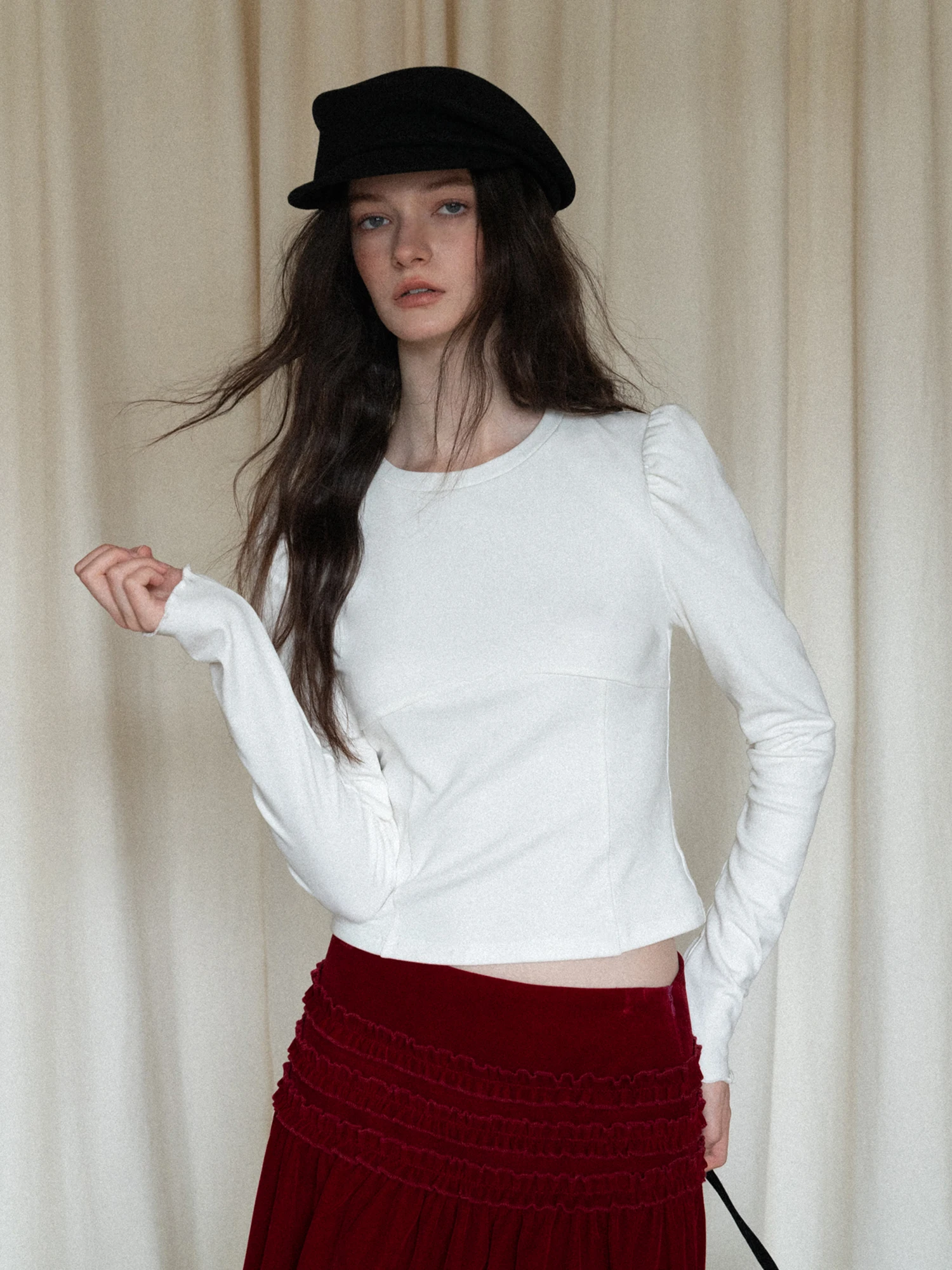 

Eggka Long Sve Fce Design Sensation Flower Bud Sve round Ne ort Футболка женская осень-зима мягкая удобная Inn...