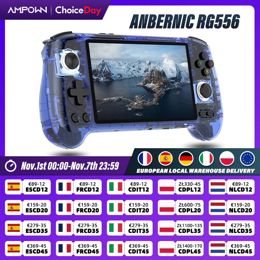 ANBERNIC – Console de jeu Portable RG556, écran AMOLED de 5.48 pouces, système Android, batterie 5500mAH, Bluetooth 5.0, lecteur de jeu vidéo Portable