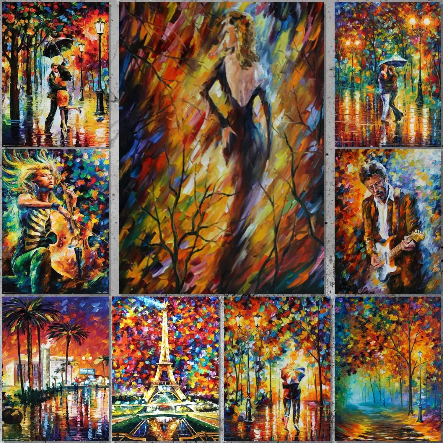 Leonid Afremov- Melody Of The Night Poster Canvas Art Poster and Wall Art Picture Print Modern Family bedroom Decor Posters