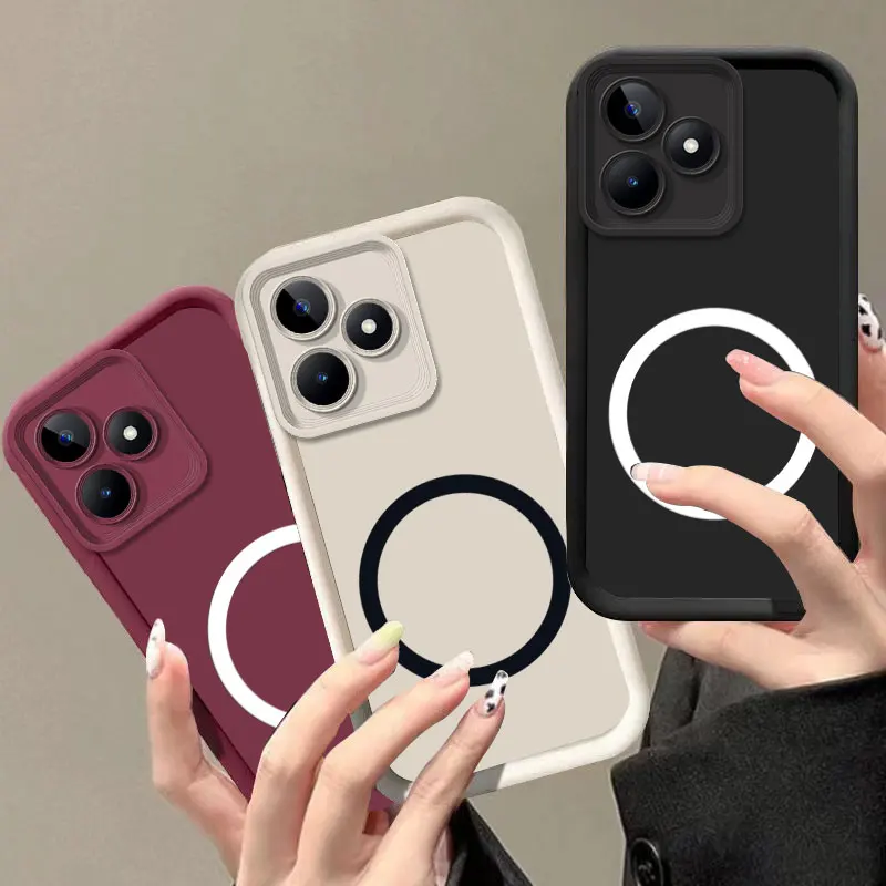 For Realme Note 50 60 GT Neo6 SE GT 6T Case Magnetic Sticker Soft Silicon Phone Case Realme V60S V50S Narzo 70X P1 70 Pro 20 30A