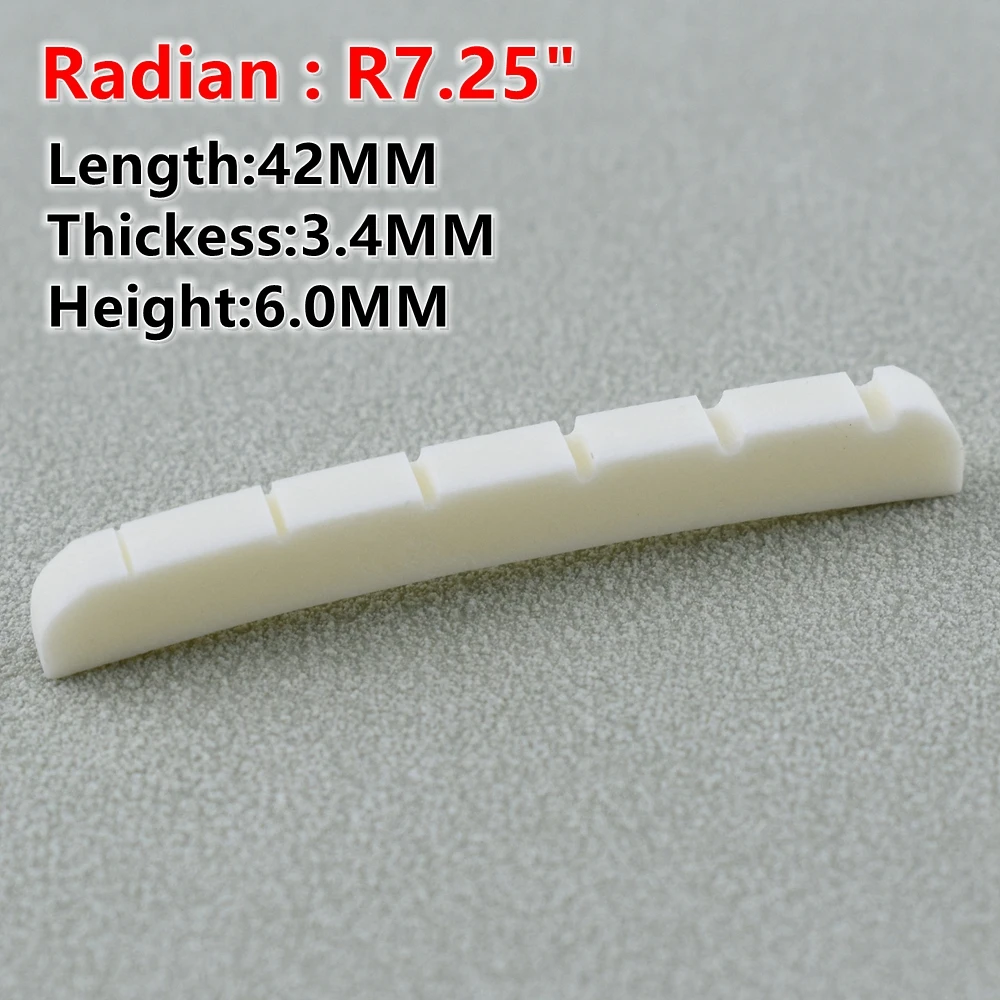Real Slotted Bone Nut For  Electric Guitar  ( Bottom  Flat / R7.25 / R10   42MM/43MM*3.4MM*6MM )