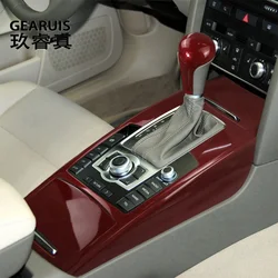 Car Center Console Gearshift Panel Decoration Cover Sticker Trim For Audi A6 C6 S6 2005-2011 armrest button Red Auto Accessories