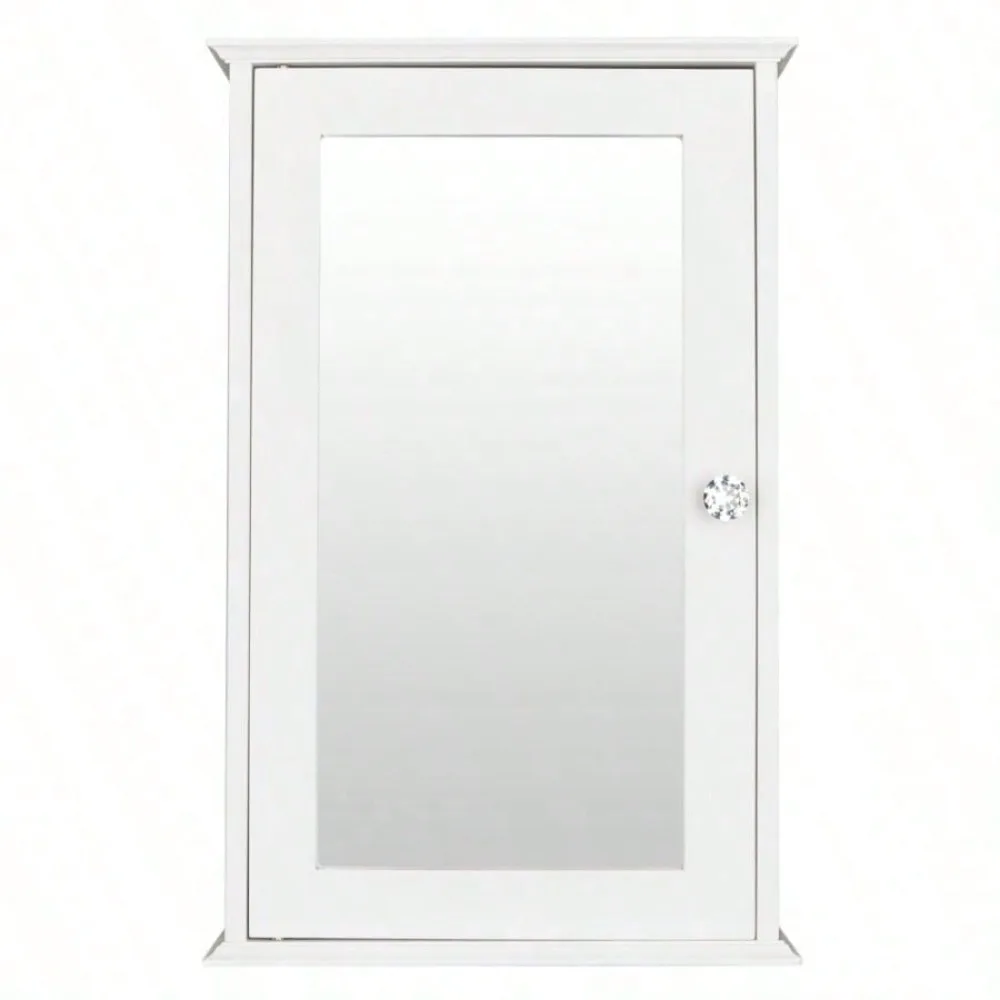 

Single Door Mirror Indoor Wall Mounted Cabinet Shelf, Space-Saving Storage Cabinet, Durable Organizer For Bathroom Bedroom Entry