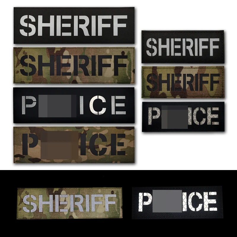 Большая вооруженная светоотражающая ИК-охранная защита, агент шерифа, вышитая нашивка, тактическая аппликация для равномерного жилета