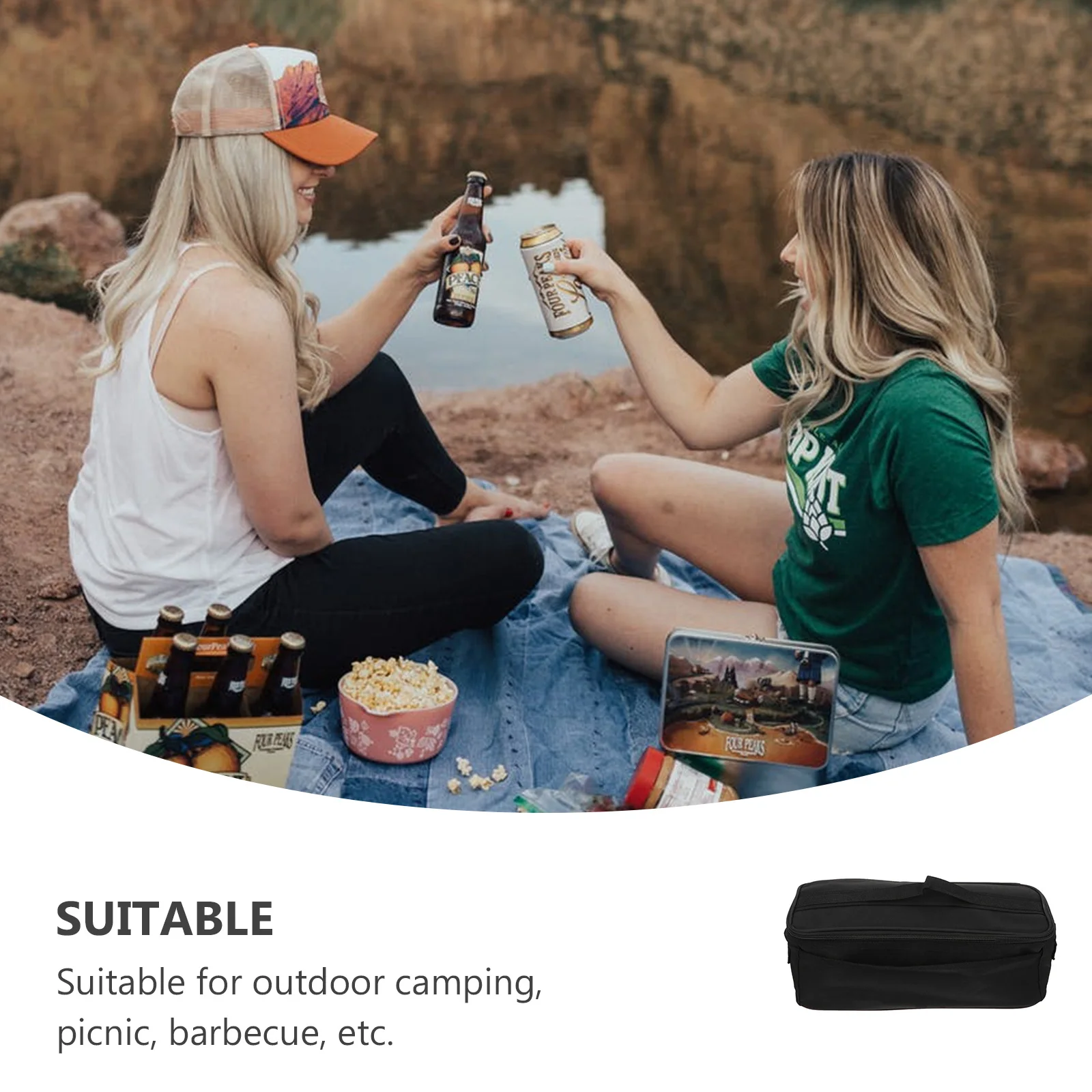 

Outdoor Black Waterproof Lunch Bag Portable Tableware Storage Container for Picnic Camping Travel Lunch Bag Picnic Supply