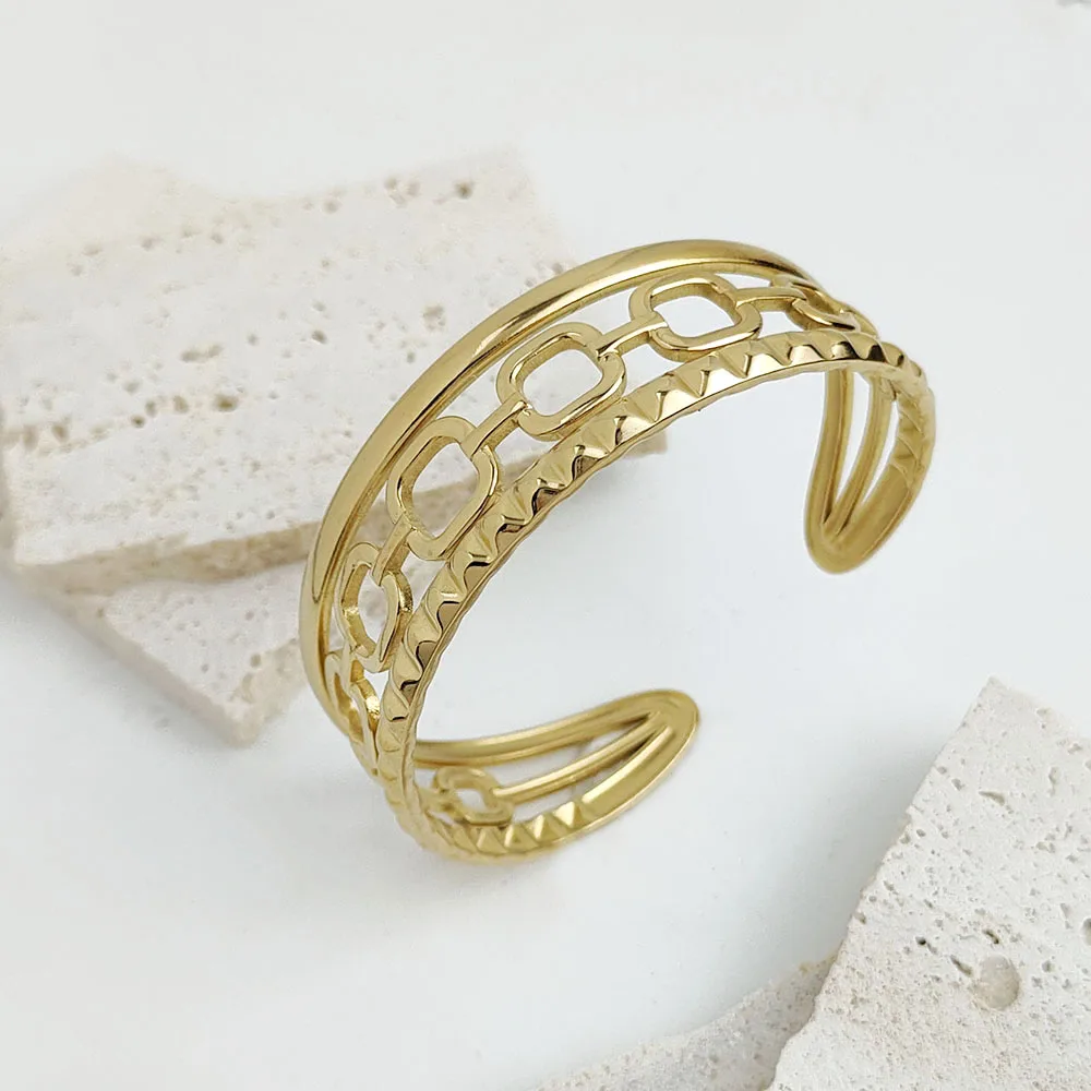 

Personalized chain-style open bracelet, stainless steel gold-plated bracelet, high-quality waterproof jewelry