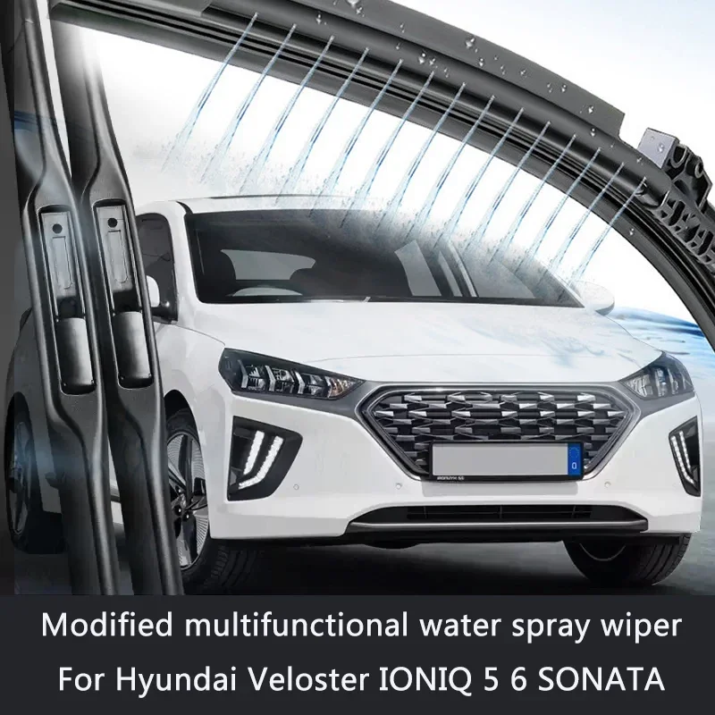 Car Modify Windshield Water Spray Wiper Blades For Hyundai Veloster IONIQ 5 6 SONATA Auto Wet Arm Cleaning Wiper Accessory