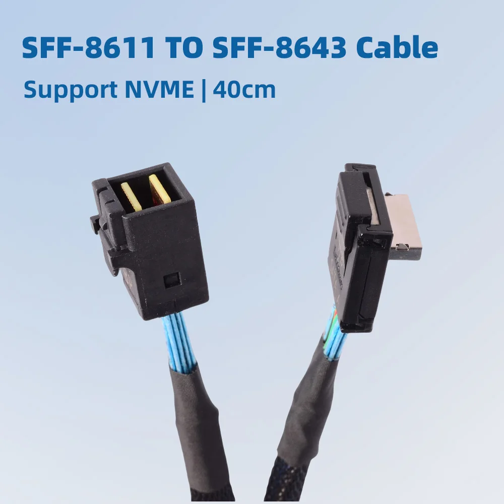 2025 NEW Oculink SFF 8611 To SFF-8643 SAS Data Cable 90 Degrees High Speed HBA Array Card Hard Disk Backplane 40cm