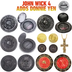 Big Size John Wick Coin Skull Keychain Blood Oath Marker Can Open Magnets Magnetically Attract Coin Props Simulation Accessories