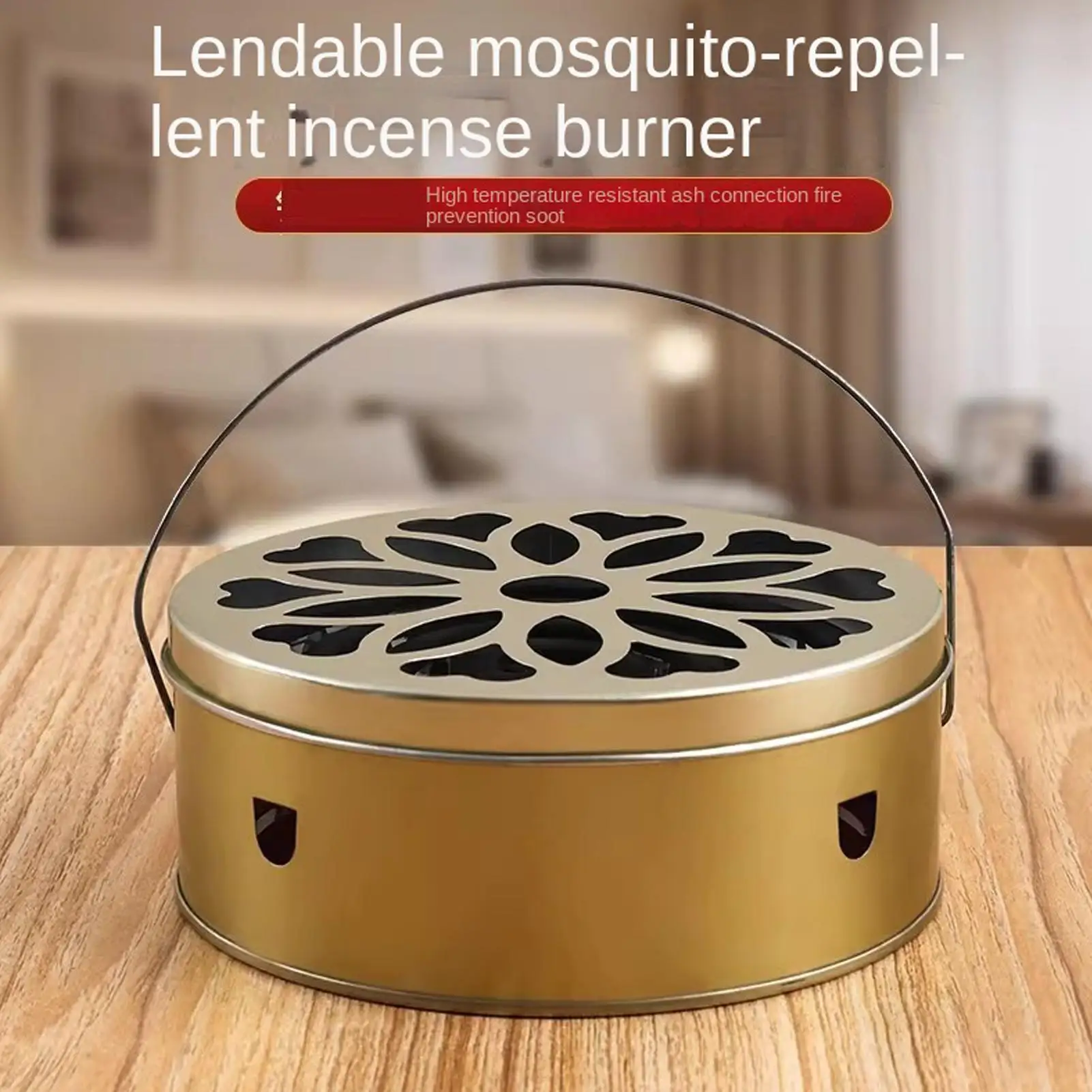Portable Stainless Steel Mosquito Coil Box with Cover and Handle, Anti-scald Mosquito Incense Holder for Camping Patio