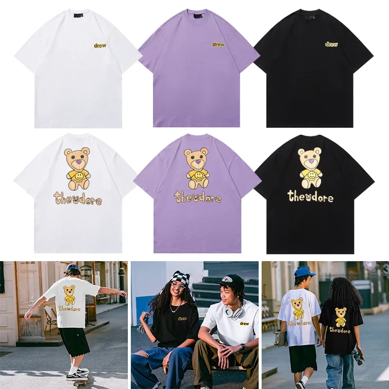 

Drew House Premium Quality Bear Print Unisex Cotton Relaxed Fit Short Sleeve T-Shirt