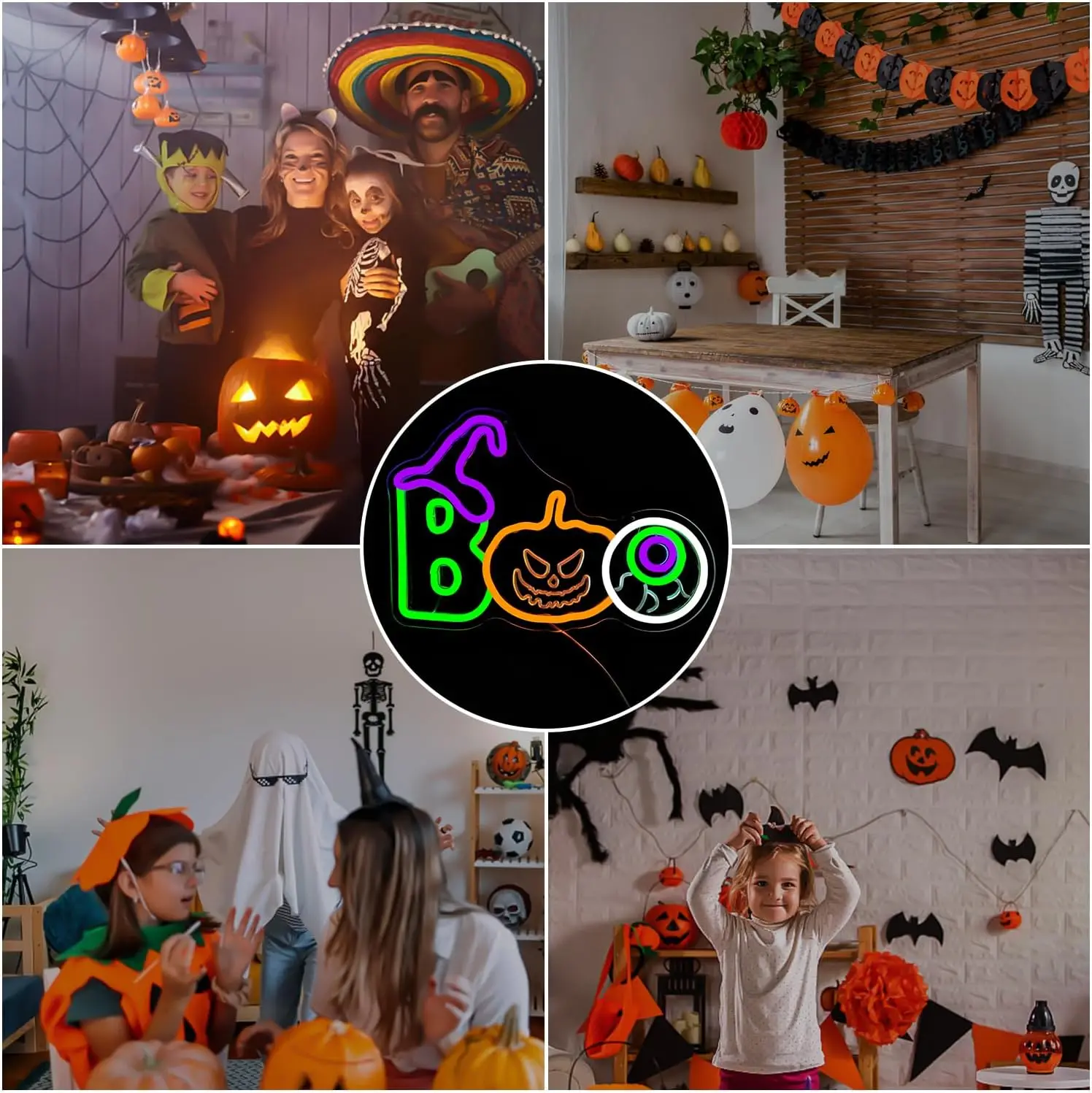 مصباح LED من Spooky Halloween Neon Sign Boo لديكور الحائط أو النافذة أو غرفة النوم - فن اليقطين المتوهج والهدايا للحفلات أو المنزل أو البار