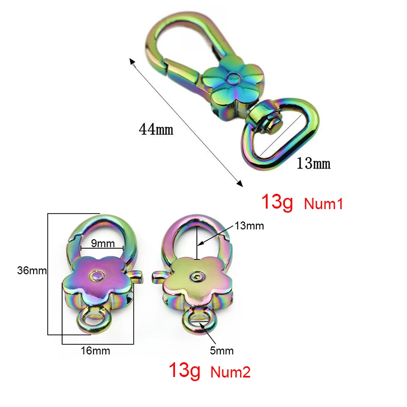 20-100pcs 2 Size New Rainbow Snap Hooks Swivel Clips Metal Buckles Leather Luggage Bag Keychain Dog Collar Lobster Clasps