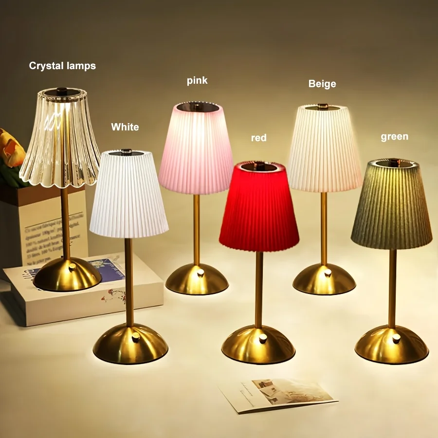 

2pcs Cordless Table Lamps-Rechargeable 6 Style Vintage LED Desk Lamp With USB Port, 2200 MAh Battery, LED Small Portable Touch Bedside Lamp For Bedroom Living Room Home Office, Available In 1pc