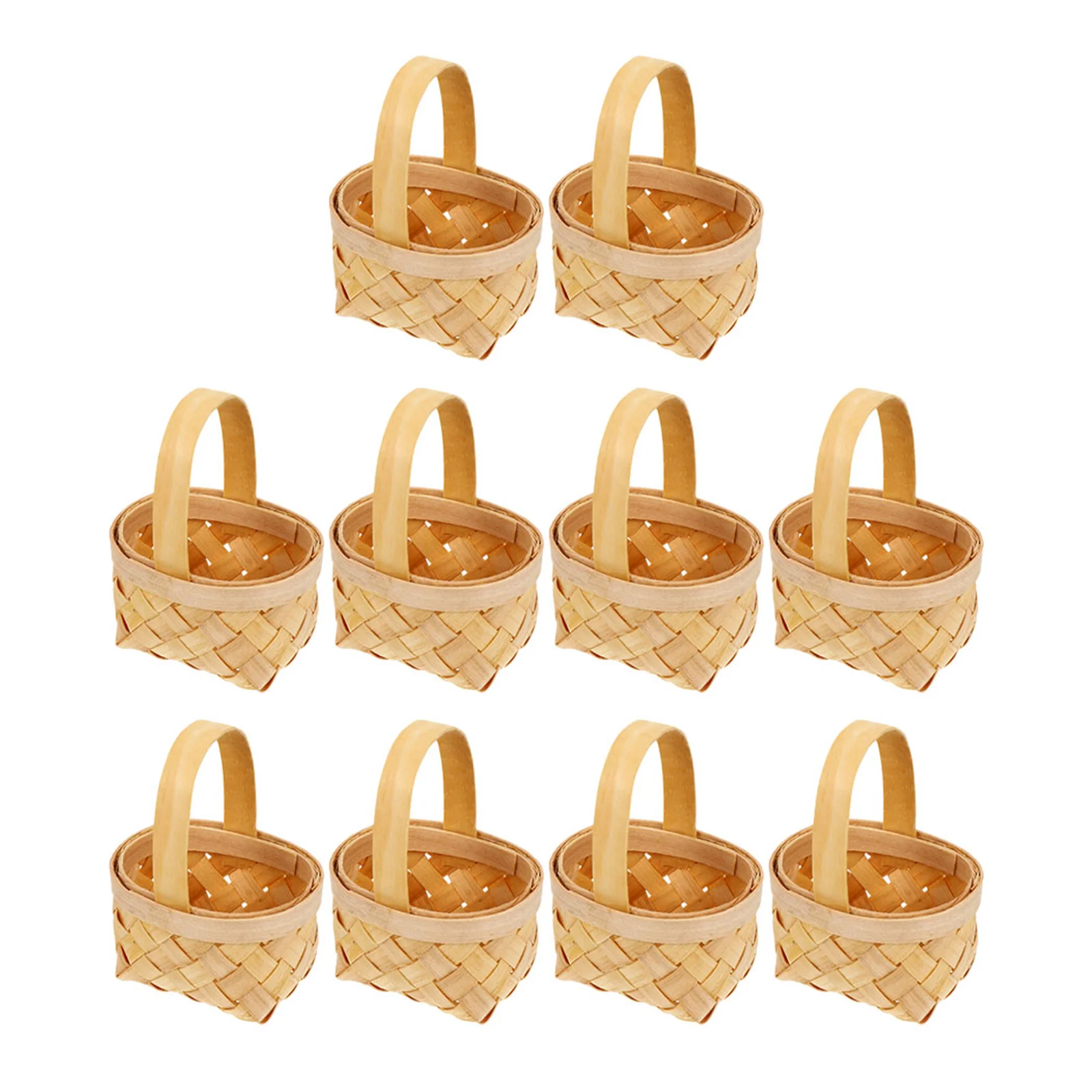 

10Pcs Fresh Style Mini Wooden Basket Multi-Purpose Gift Wrapping Basket for Party Favor Candy Storage Home Decoration