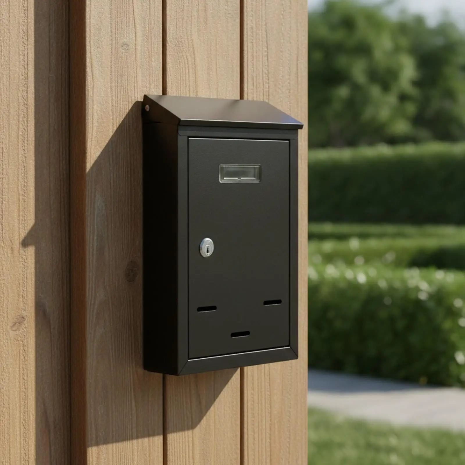 Outdoor Mail Storage Container with Sloped Lid and Built-in Lock for Secure Letter and Parcel Delivery