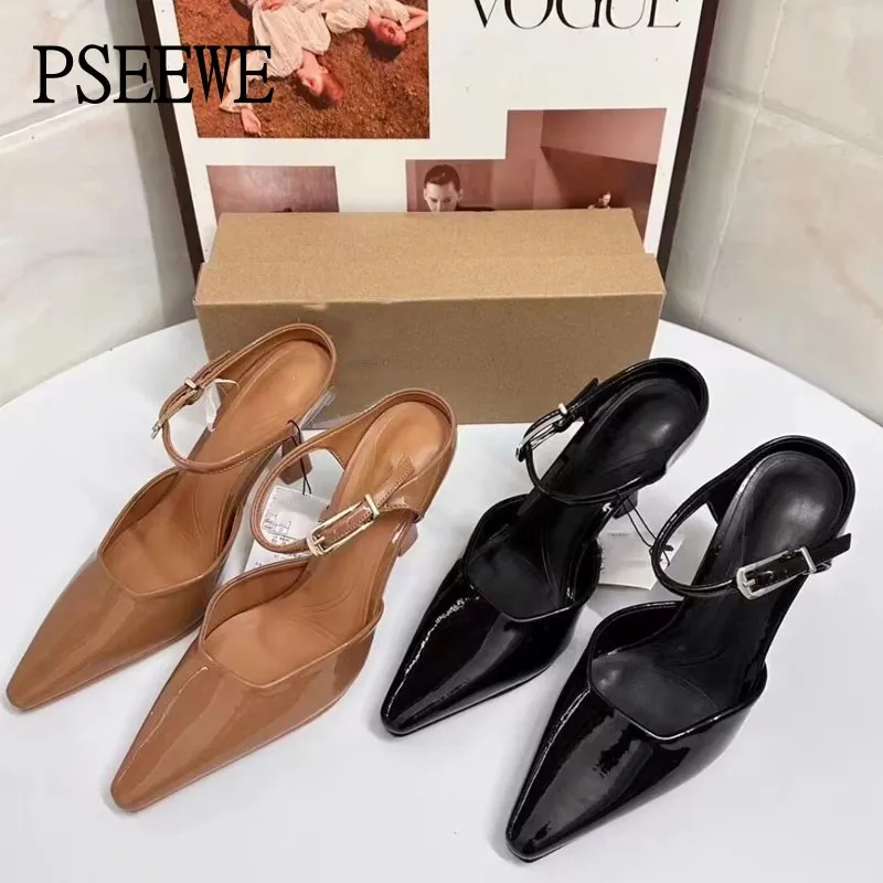 

PSEEWE Black High Heels Shoes Women 2024 Sexy Pointed High Heels Woman Elegant Pumps Fashion Slingback High-heeled Sandals Lady