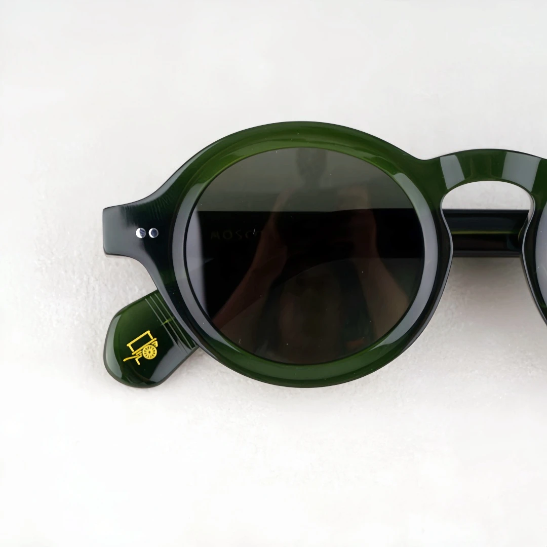 FOYGEL Luxuriöse Modische Vintage-Sonnenbrille Massives Dickes Acetat UV400 Polarisiert Retro Runder Froschaugen-Stil Unisex A+ Qualität