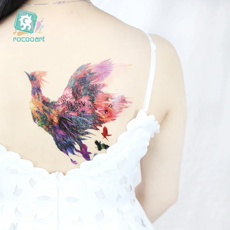 Full Back Tattoo Sticker Butterfly Flower Waterproof Temporary Tattoo Sticker Birds Sexy Colorful Fake Tattoo Tatouage Female