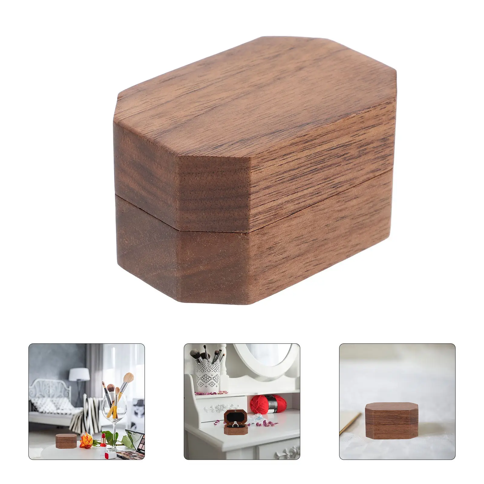 

Black Walnut Wood Ring Box Compact Lightweight Jewelry Storage Box for Rings Necklaces Earrings Wedding Ceremony Valentine's Day